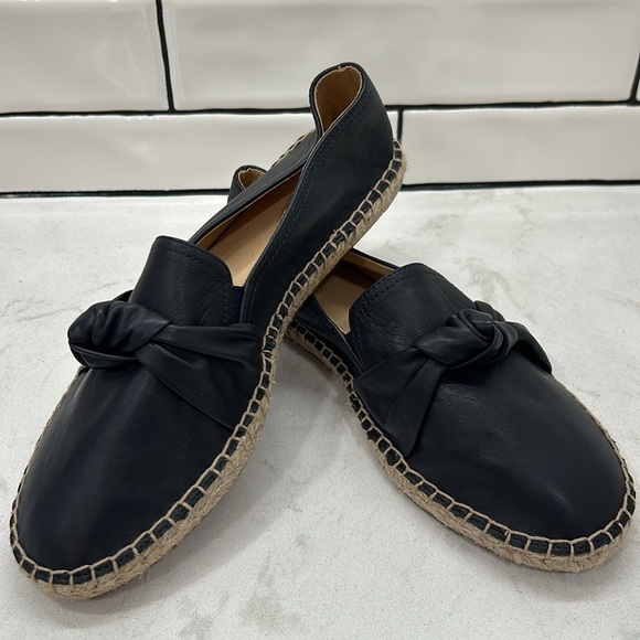 Talbots Izzy Knot Nappa Espadrille Flats Leather Black Round Toe Size 10 NWT - Picture 8 of 16